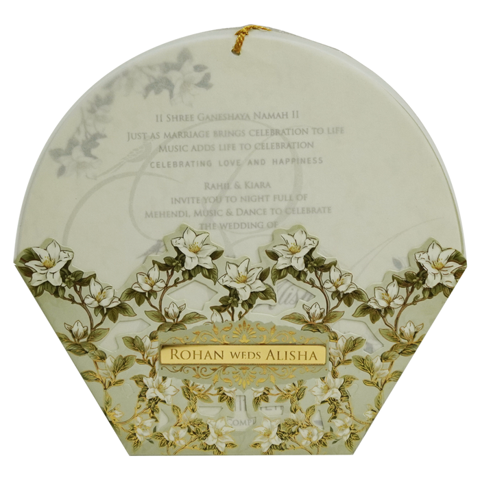 Green Floral Laser Cut Marriage Card-King of Cards