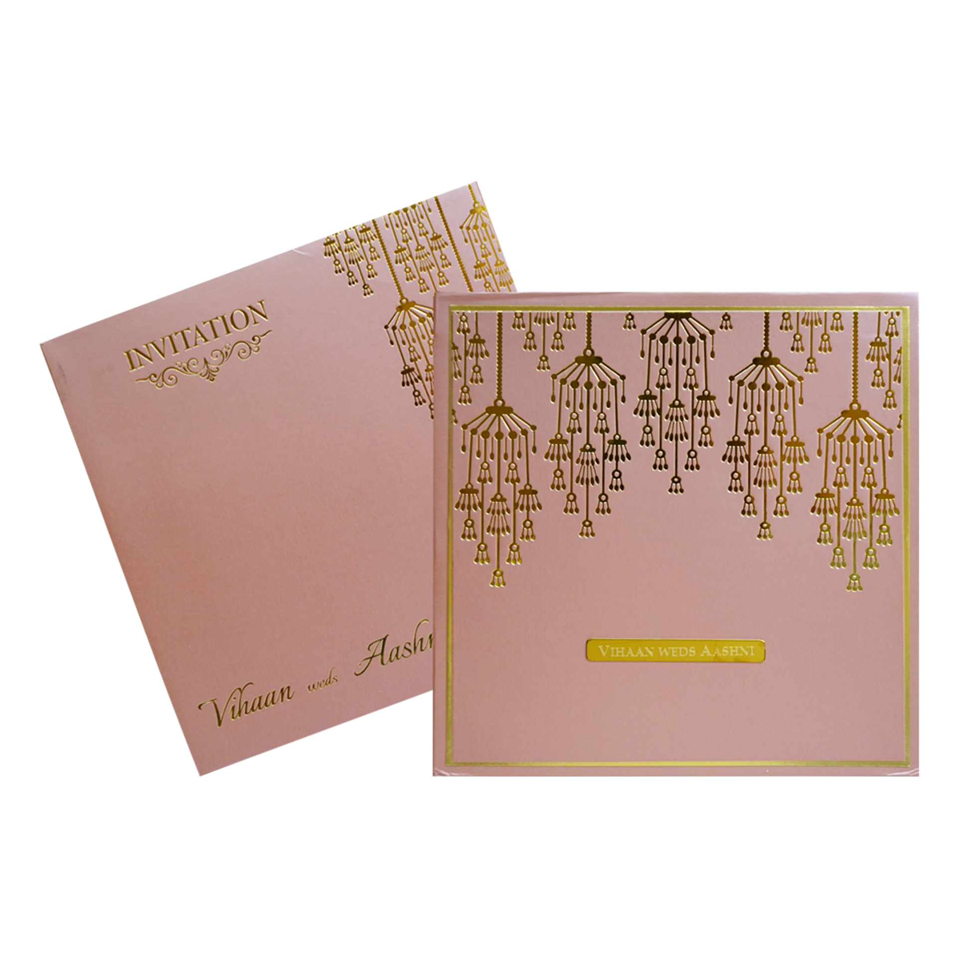 Pink Padded Wedding Card-KRC30291