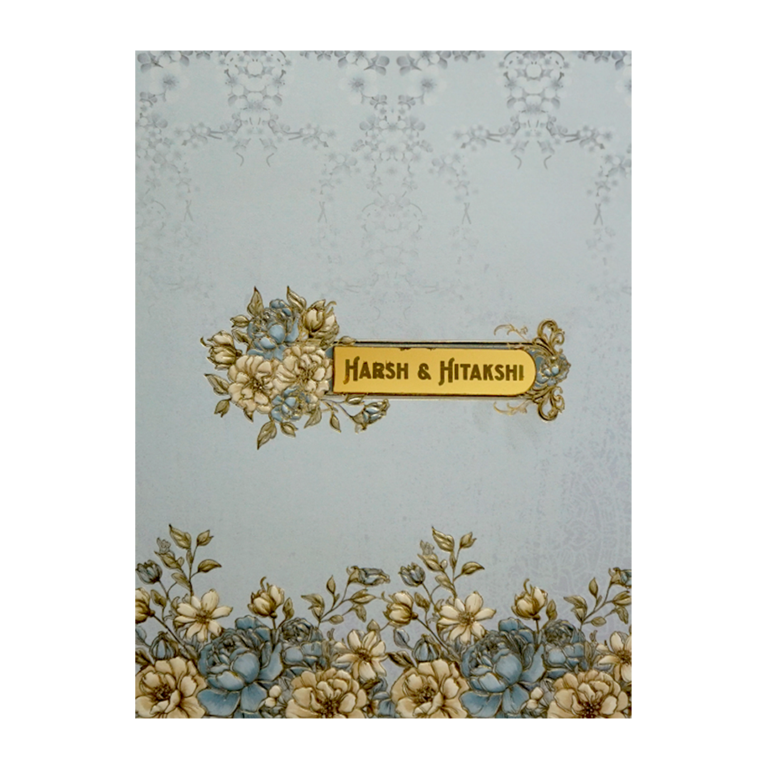 Blue Floral Wedding Card-KPR09690