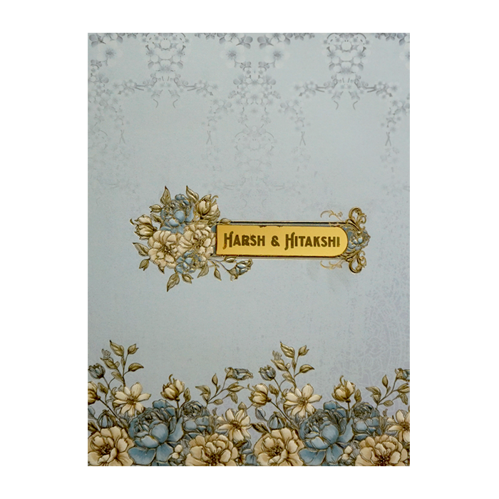 Blue Floral Wedding Card-King of Cards