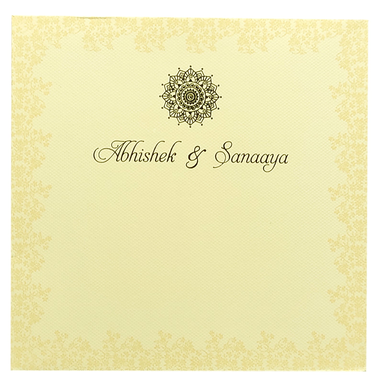 Cream Padded Nameplate Invitation Card-KRC29071