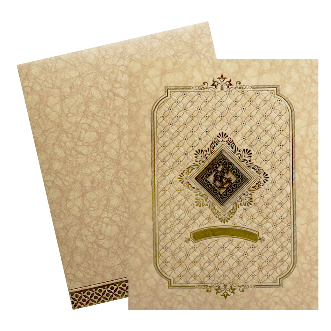 Golden Ganesha Wedding Card-KNKR5031B