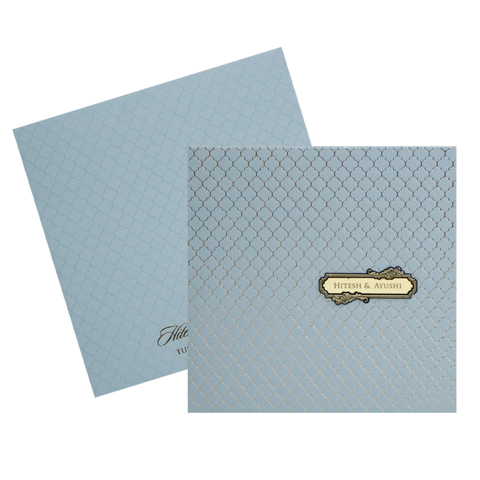 Blue Pattern Design Wedding Card-King of Cards