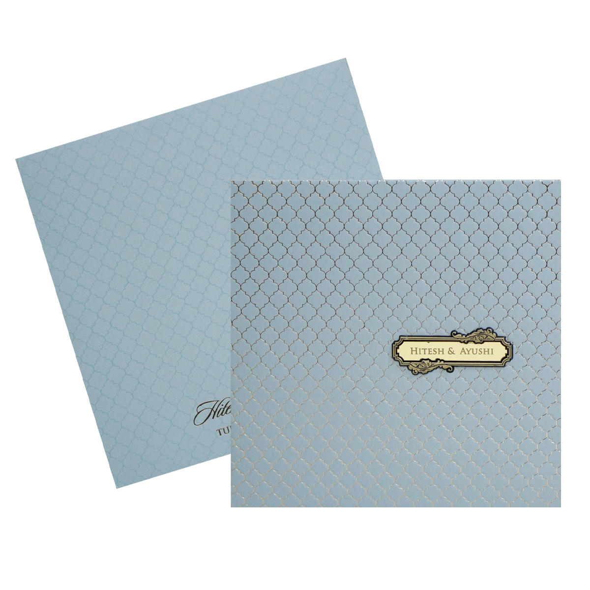 Blue Pattern Design Wedding Card-KPR23270