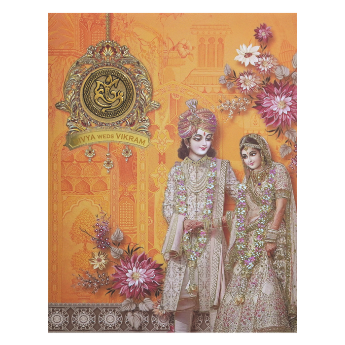 Orange Bride Groom Invitation Card-King of Cards