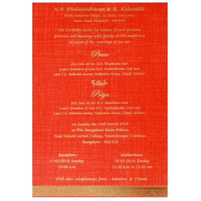 Orange Single Sheet Invitation Card-King of Cards