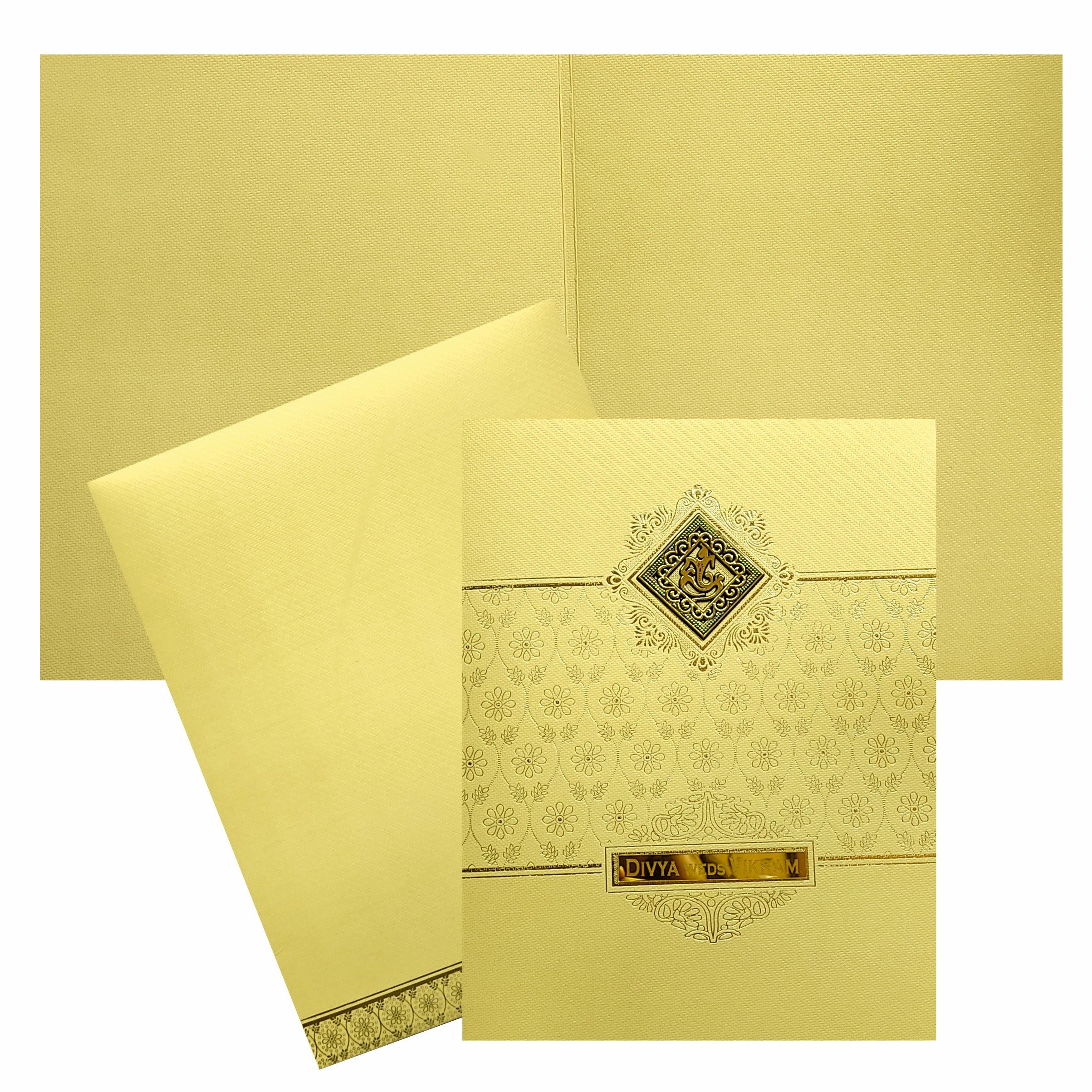 Check out the collection of Gold Ganesha Floral invitation card at best price. ? Customer Support ? Home Delivery