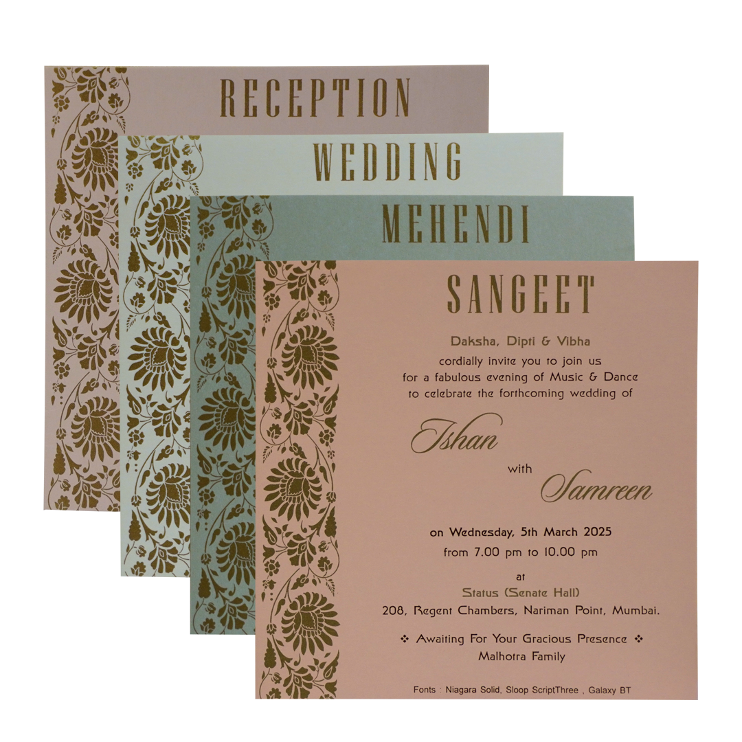 Pista Green Floral Wedding Invitation-KRC30551