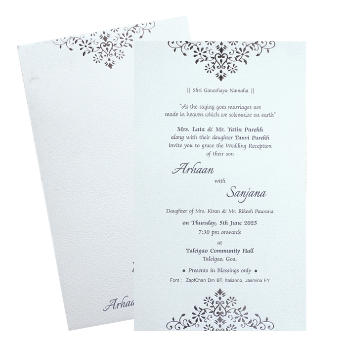 Pure White Single Sheet Invitation-King of Cards