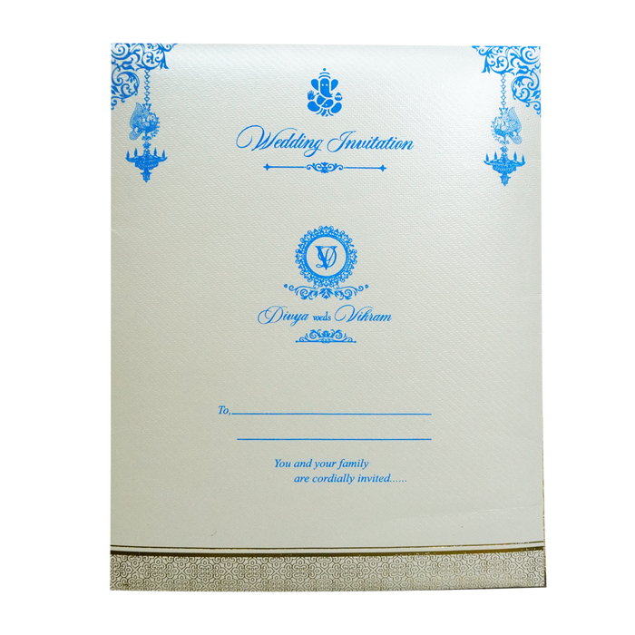 Metallic White Ganesha Wedding Card-King of Cards