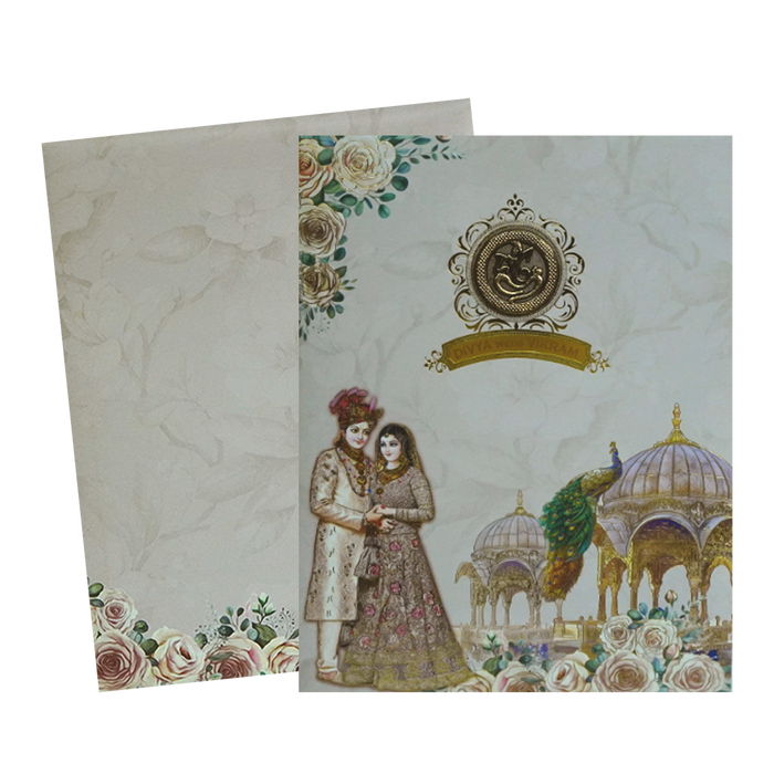 Crepe Pink Arch Wedding Card-King of Cards