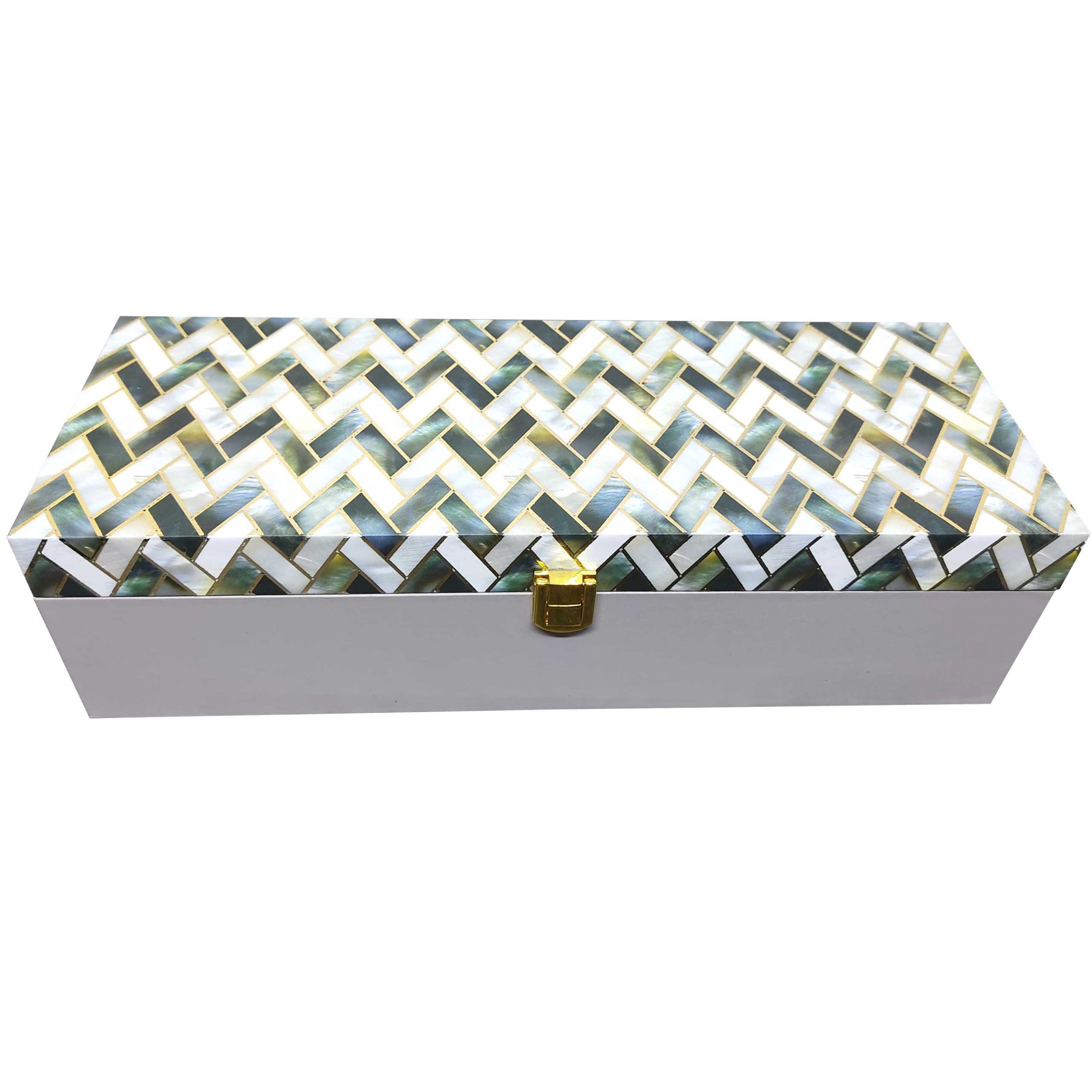 White And Grey Elongated Box Invitation-KBX0201