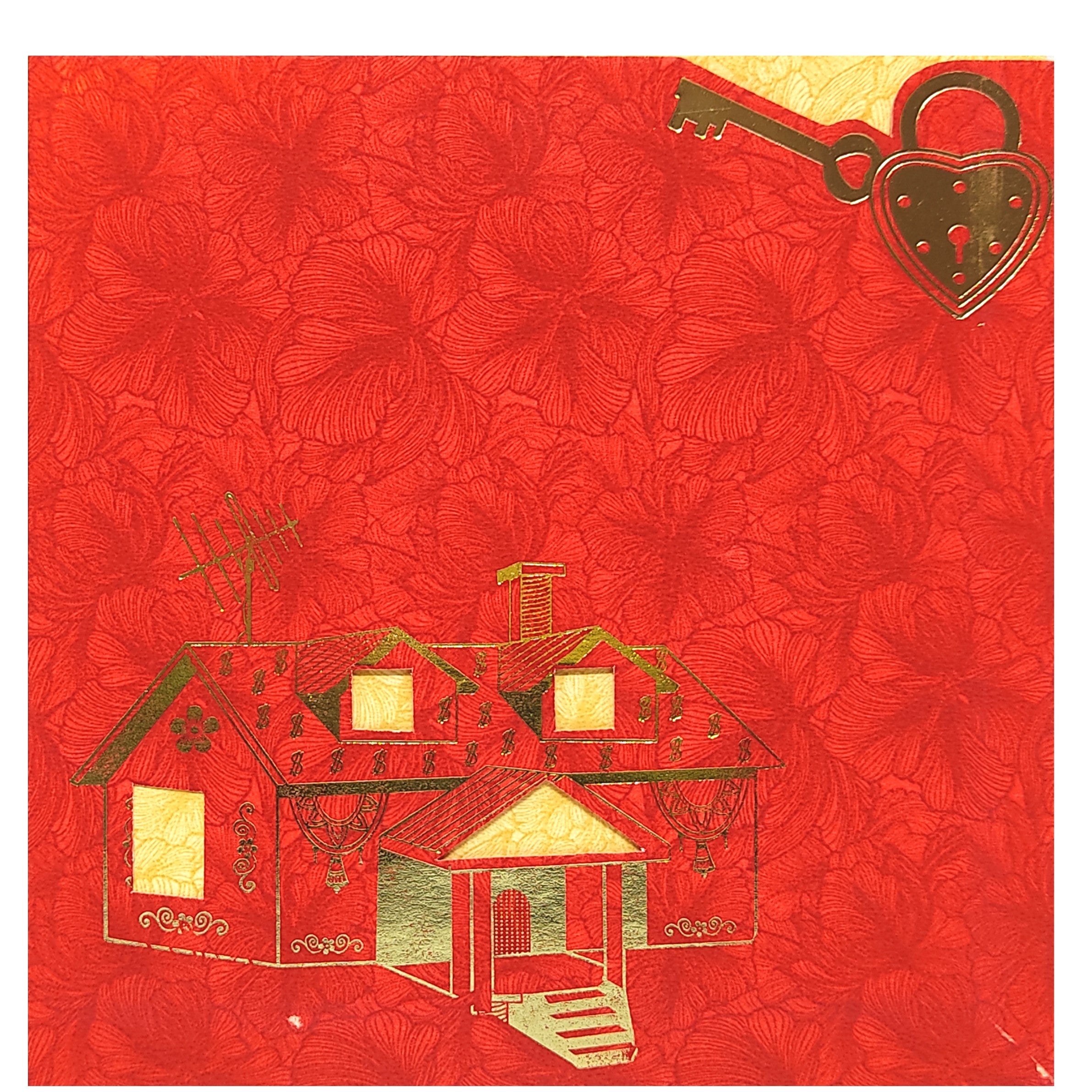 Red Floral House Warming Invitation Card-KADS0007-King of Cards