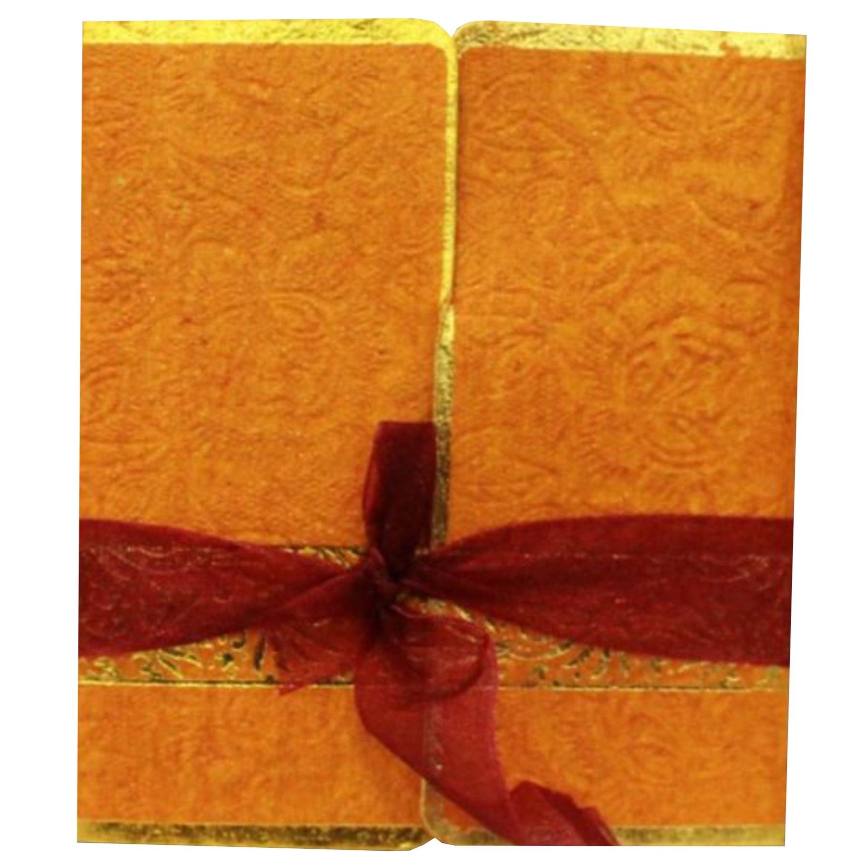 Gorgeous Ribbon With Gold Color Wedding Card - KNK30000