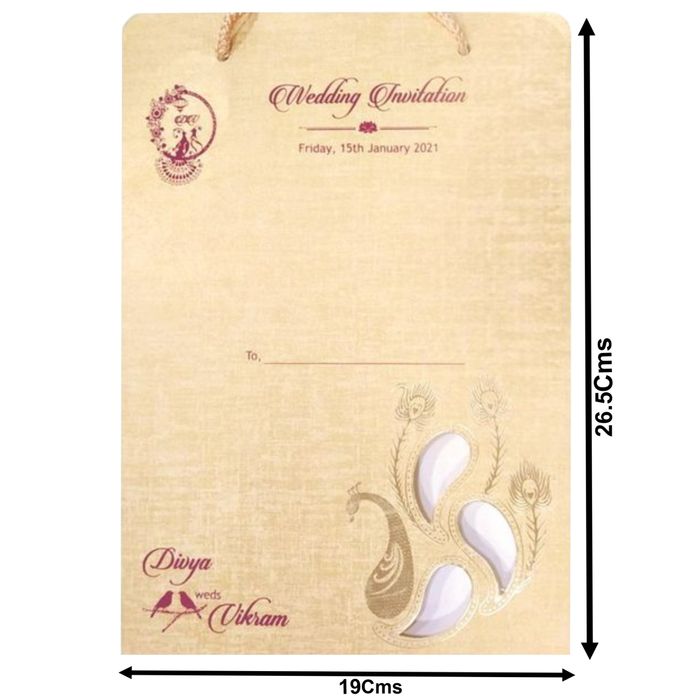 Brown Gold Premium Padded Invite With Peacock Design-KNPS9516N-King of Cards