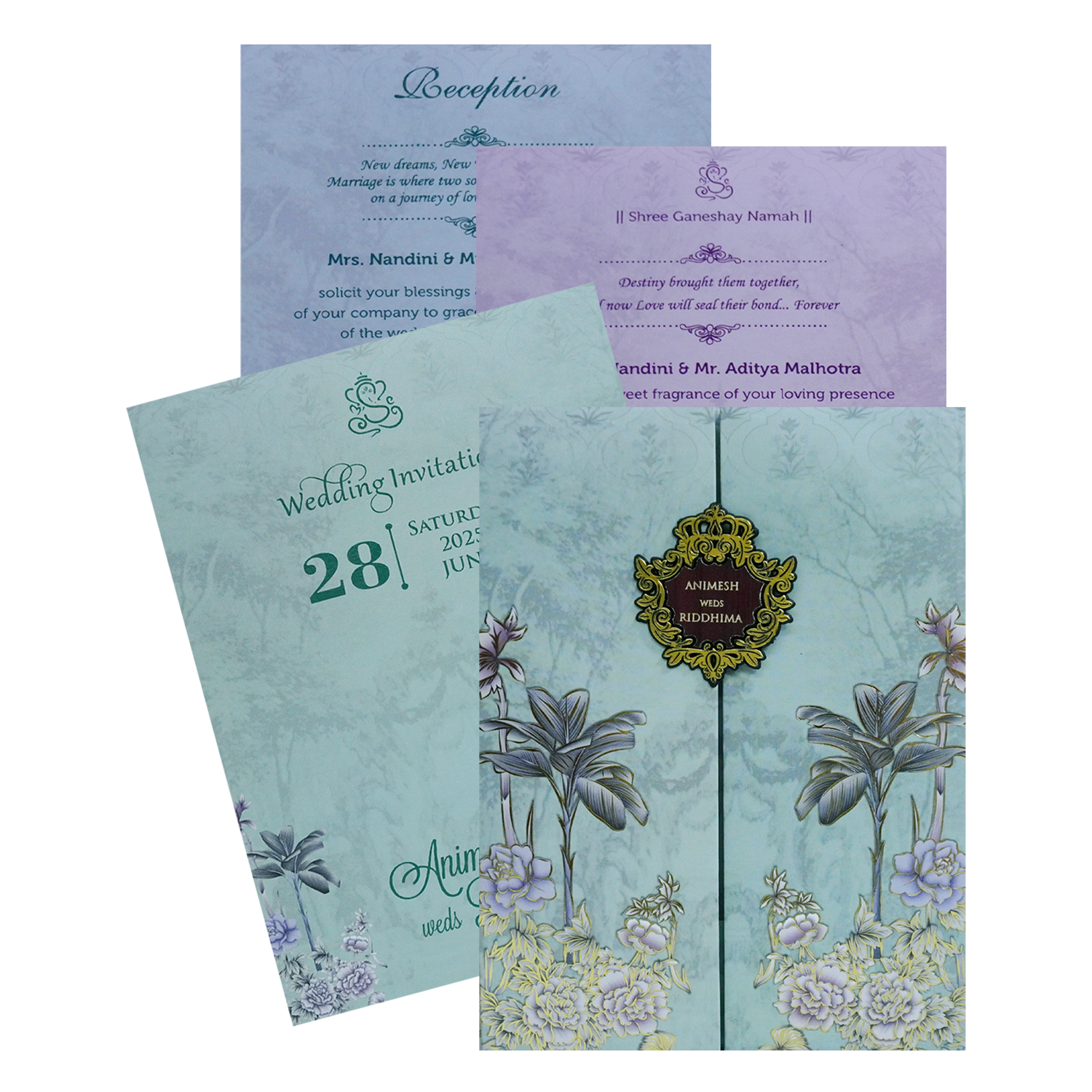 Pale Mint Green Padded Invitation-KVN07090