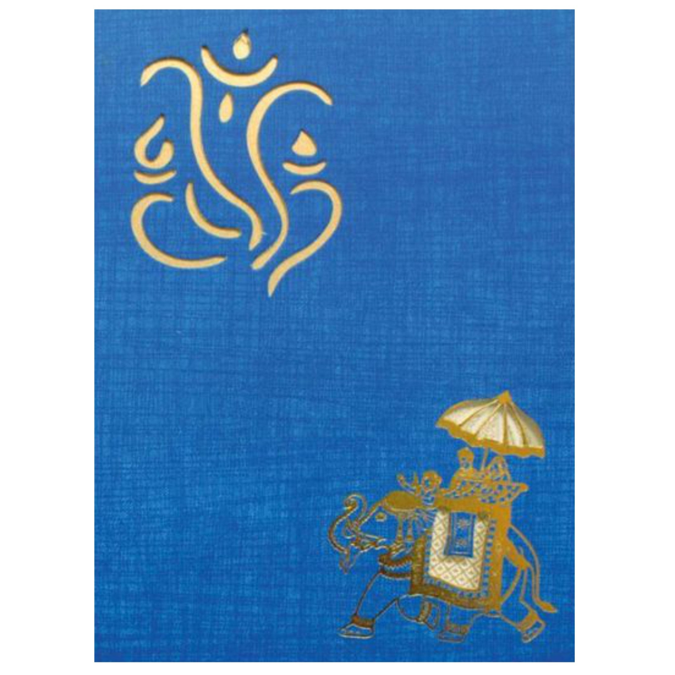 Blue Elephant Invitation Card With Ganesha-KNCM108B