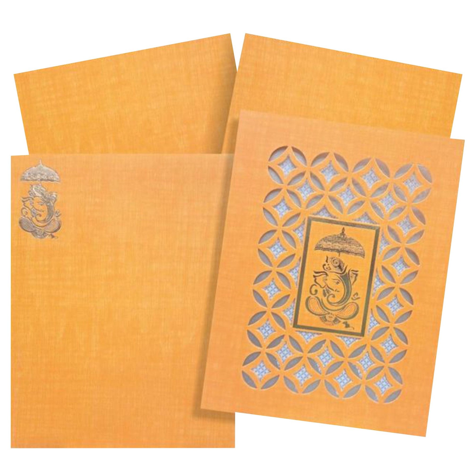 Orange Die Cut Ganesha Invitation