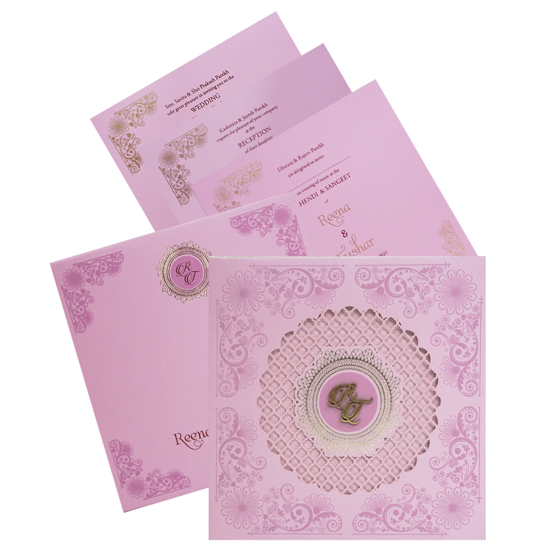 Make your event special with our exclusive Pink Padded Laser Cut Wedding Card. Shop now! ?WhatsApp Support ?Express Delivery.