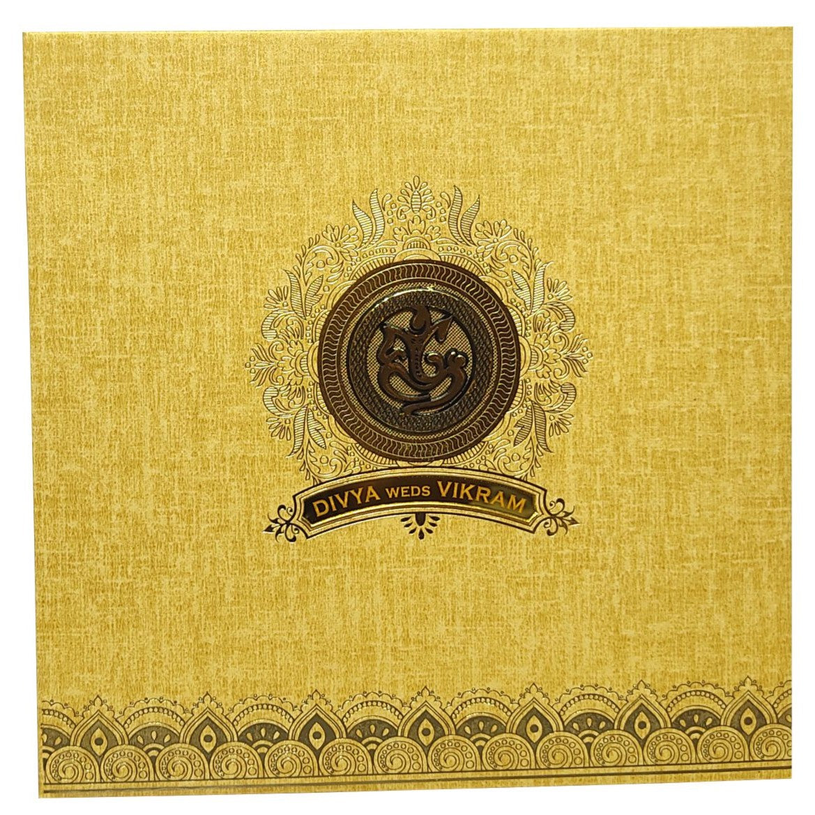 Gold Padded Invitation Card With Gold Foiling-KNPO5520N