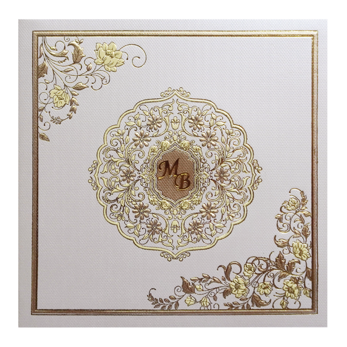 Ivory Golden Floral Wedding Card-King of Cards