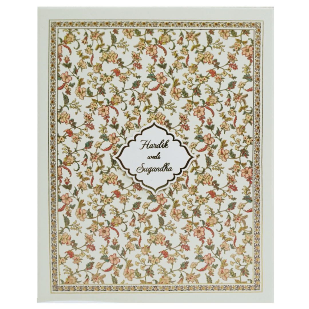 Lime Floral Pattern Marriage Card-KAC05470
