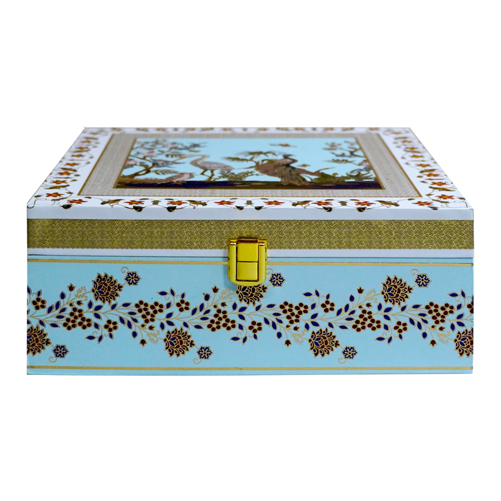 White Crane Peacock Box Invitation-KBX1302