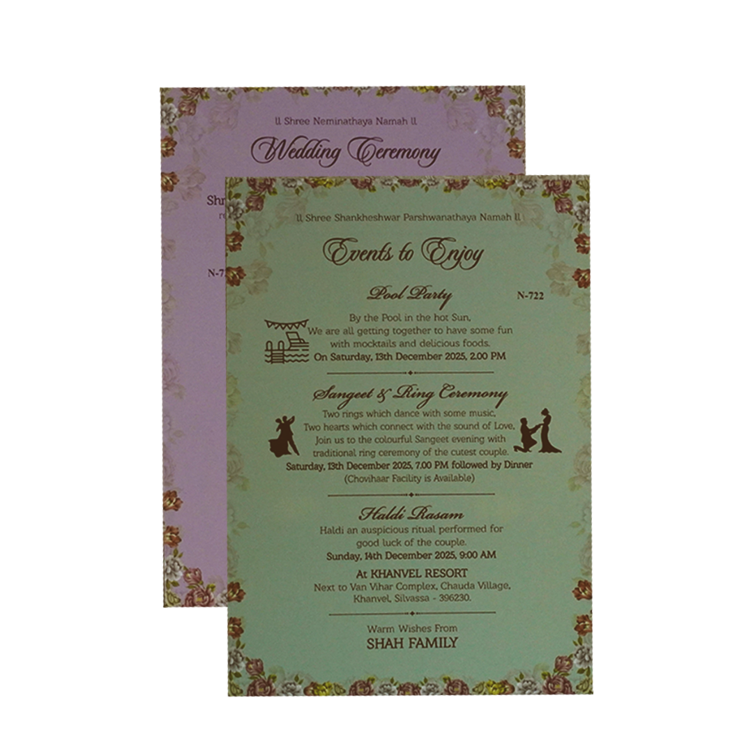 Peachy Pink Padded Wedding Card-KVN07220