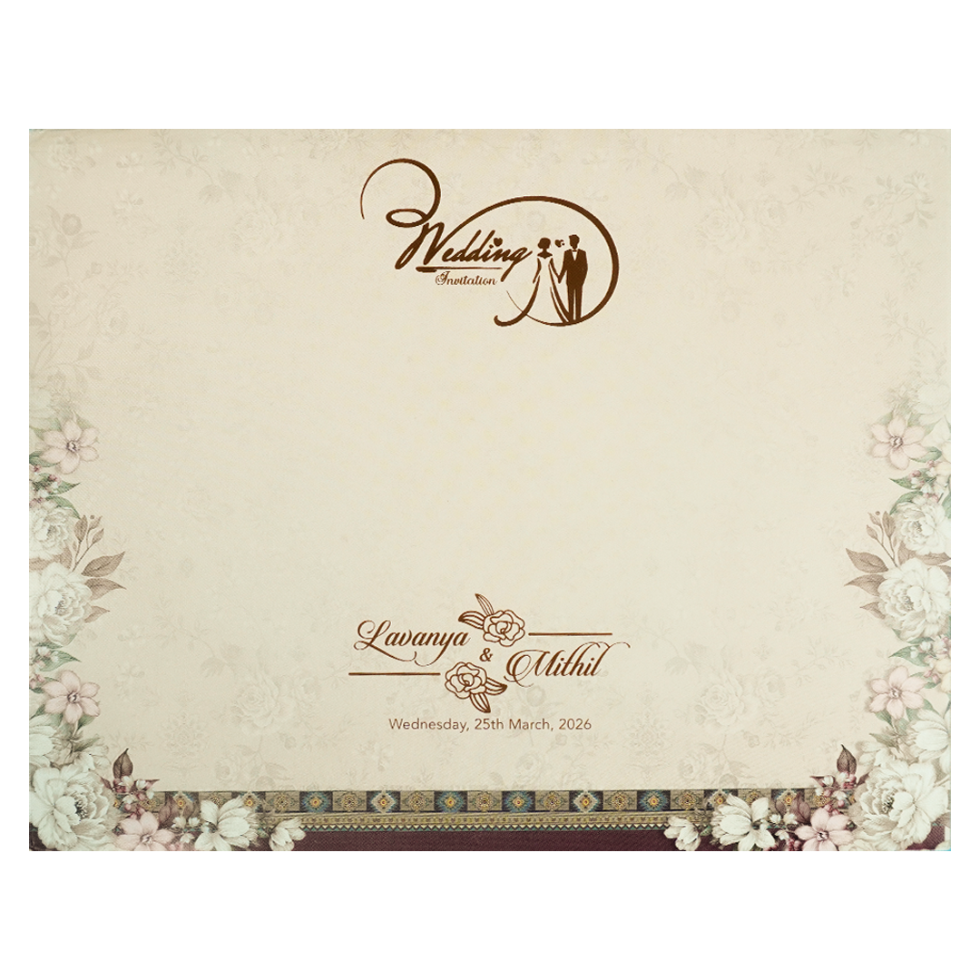 Lantern Floral Padded Wedding Card-KSSC2084