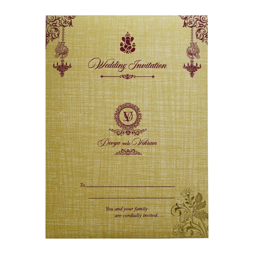 Mustard Yellow Door Style Wedding Card-KNCM41BR