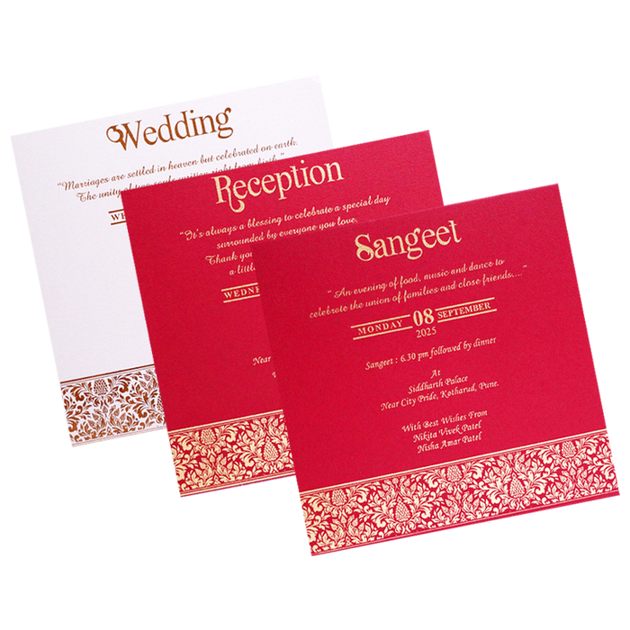 Red Floral Door Box Wedding Card-King of Cards