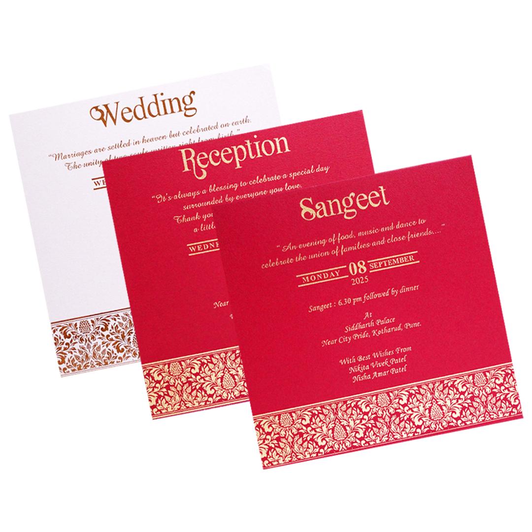 Red Floral Door Box Wedding Card-KPR05350