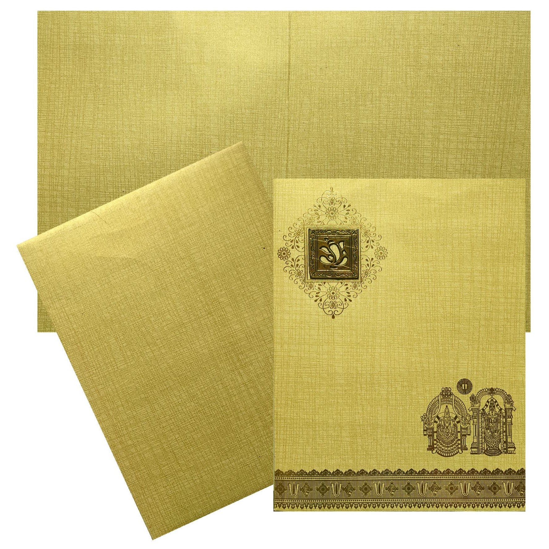 Gold Jumbo Metallic Balaji Padmavathi Design With Square Ganesha-KNK50133
