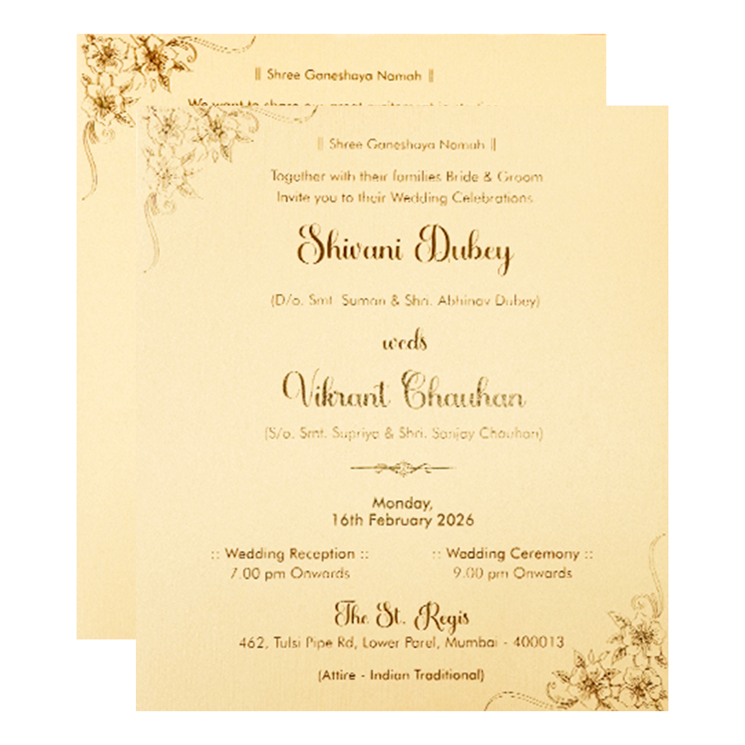 Gold Monogram Padded Wedding Card-KSI64450