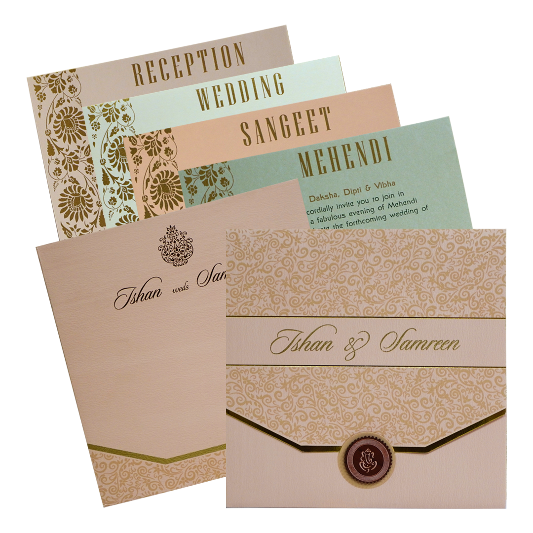 Light Pink Ganesha Wedding Invitation-KRC30552