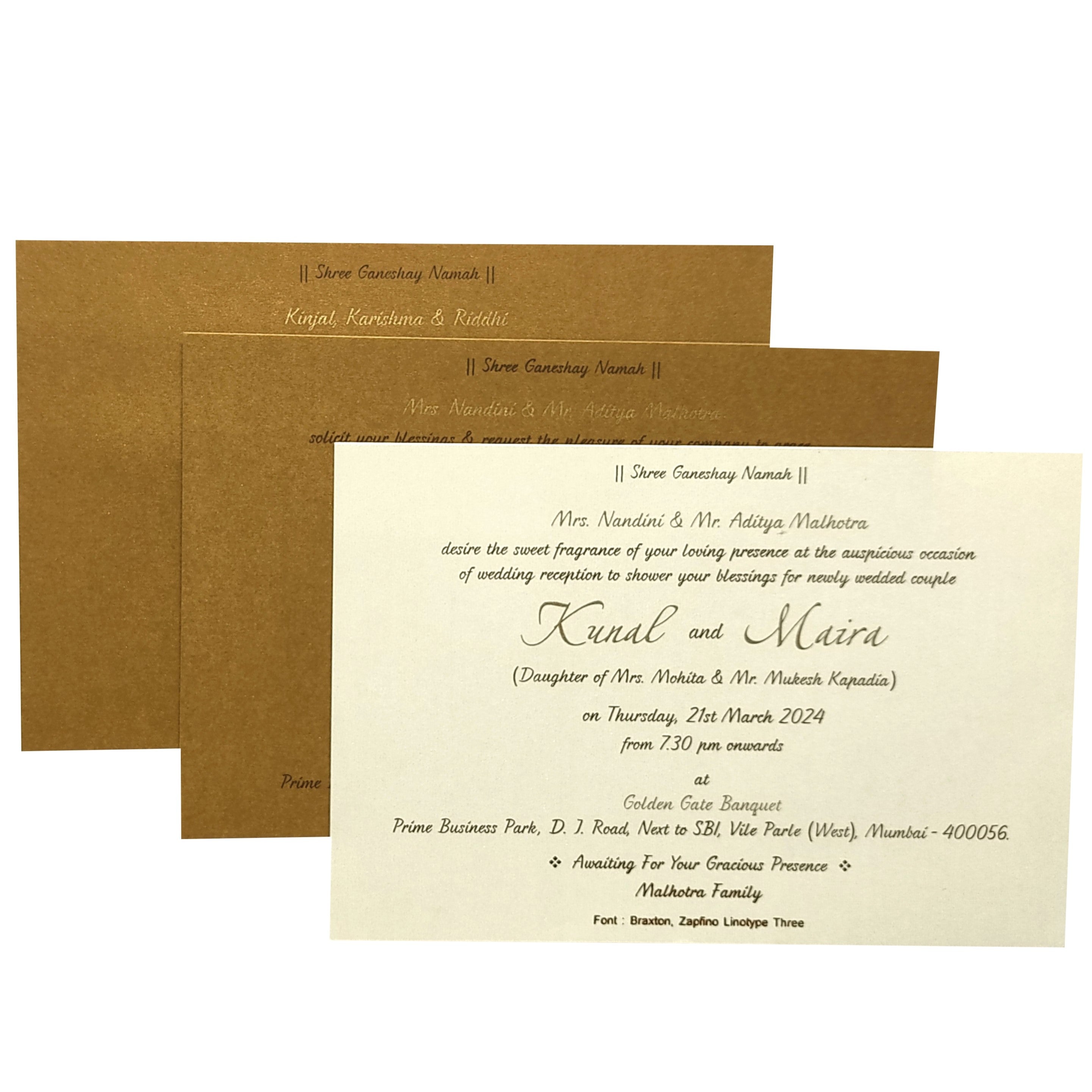 Brown Gold Design Invitation Card-KRC29542