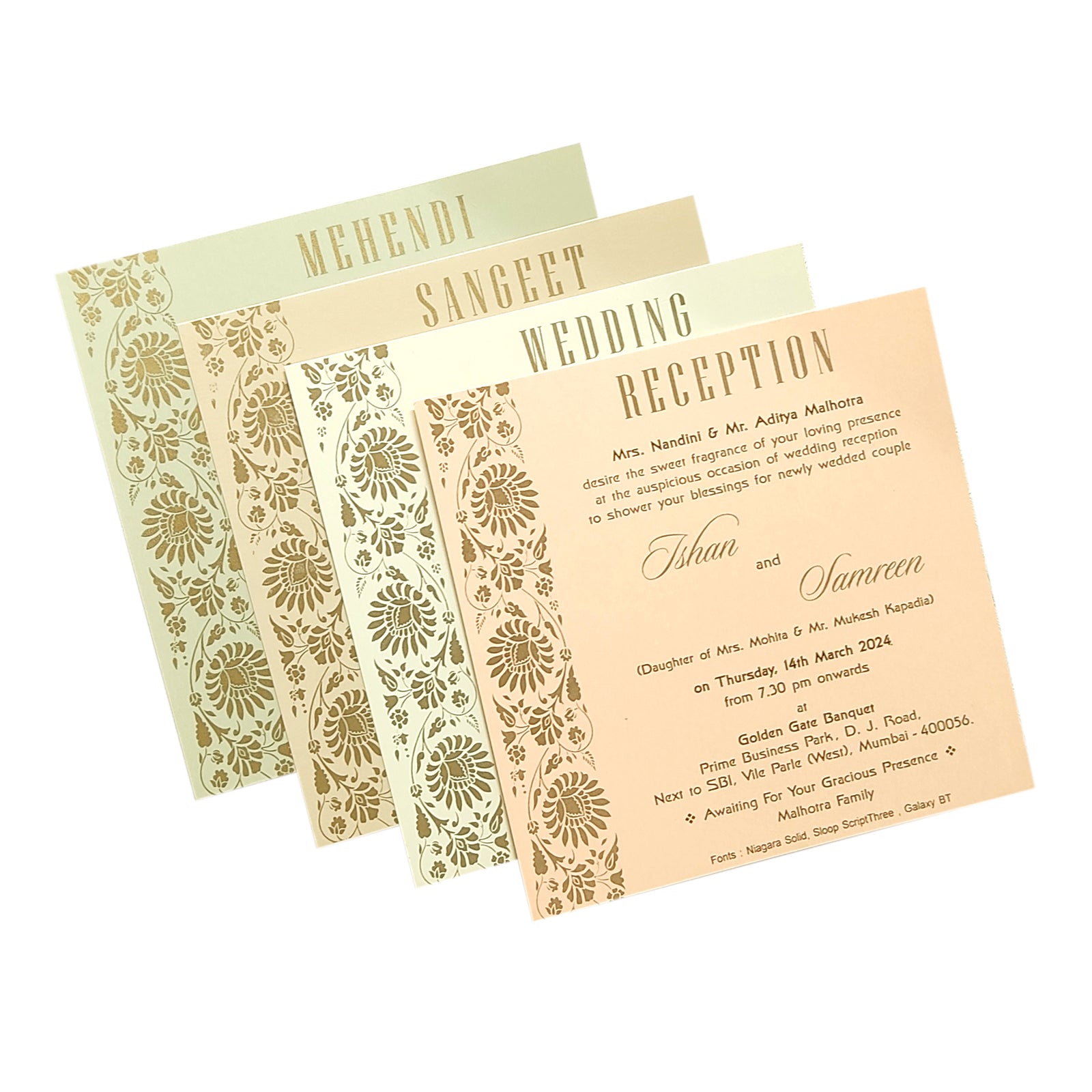 Cream Gold Design Invitation Card-KRC29832