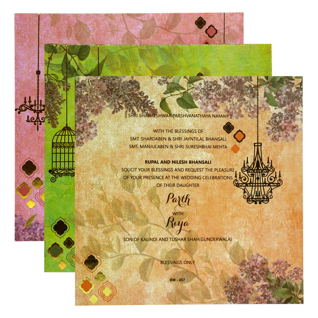 Lime Yellow Premium Marriage Card-KBM04570