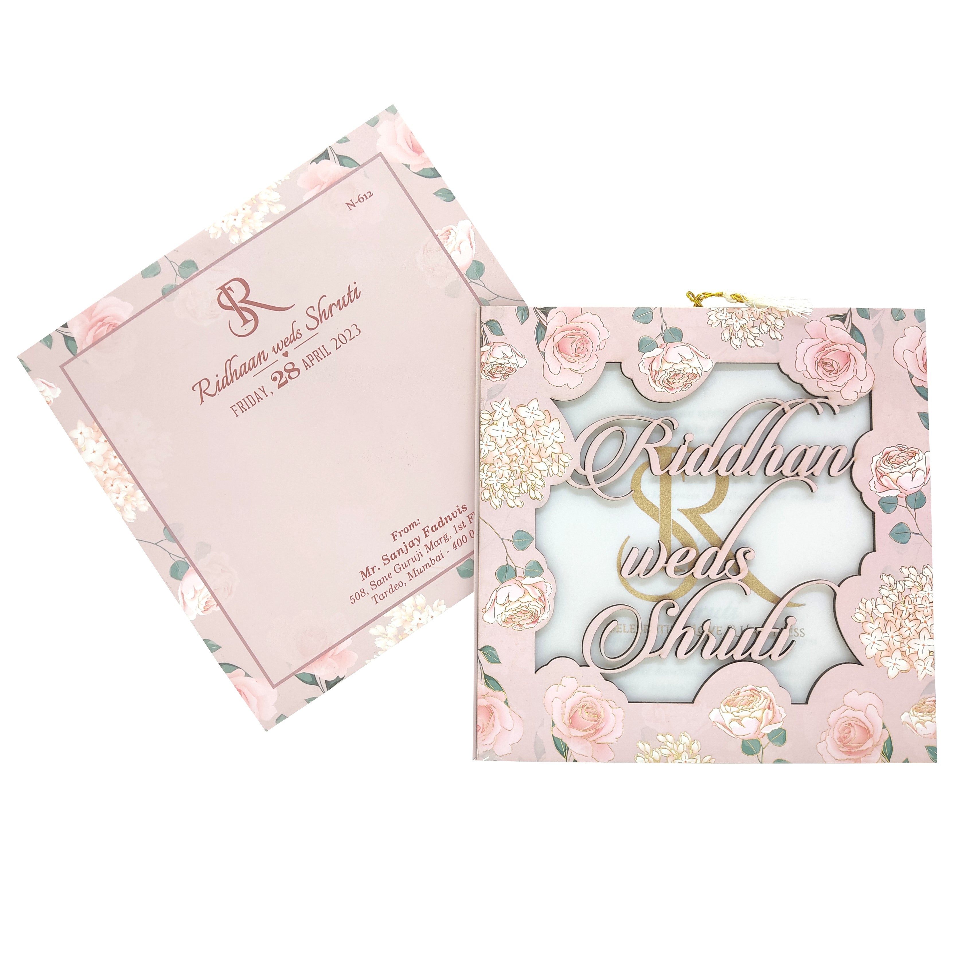 Light Pastel Pink MDF invitation-KVN06120
