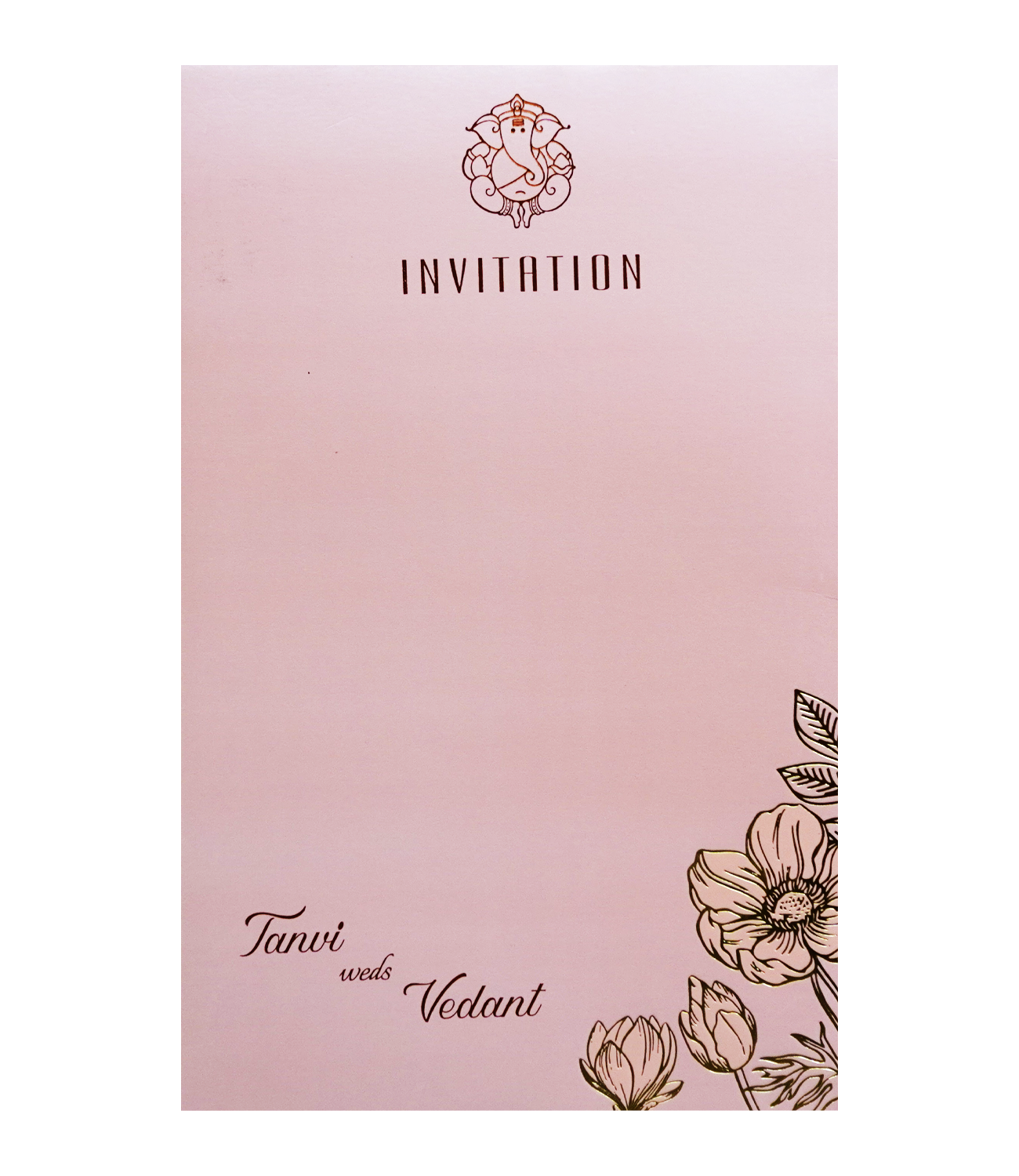 Light Pink Single Sheet Invitation Card-KRCS7312