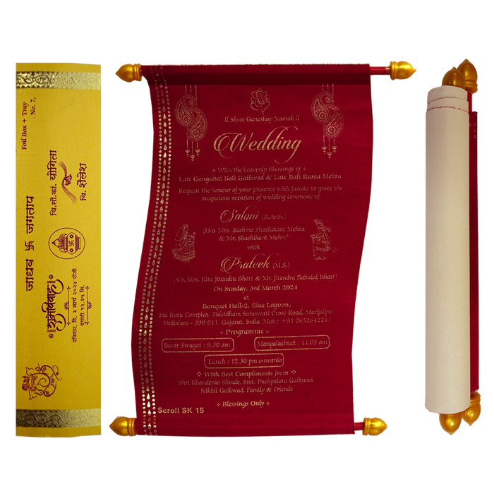 Crimson Red Satin Scroll Card-King of Cards