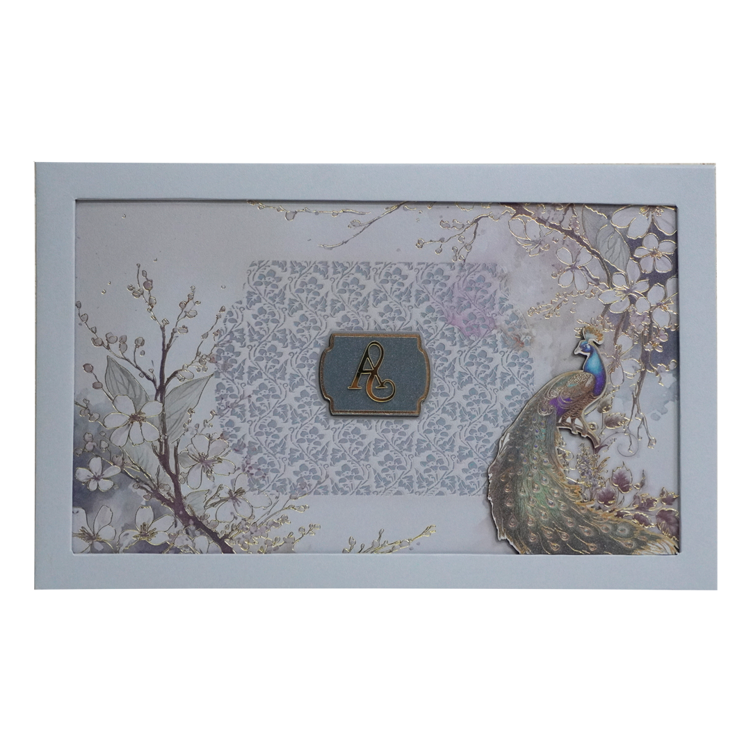 Grey Padded Marriage Invitation Card-Kpr23750