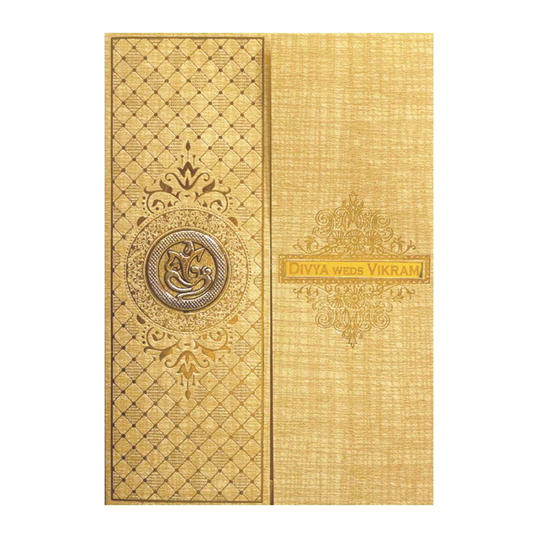 Metallic Door Nameplate Wedding Card-KNCM40BR