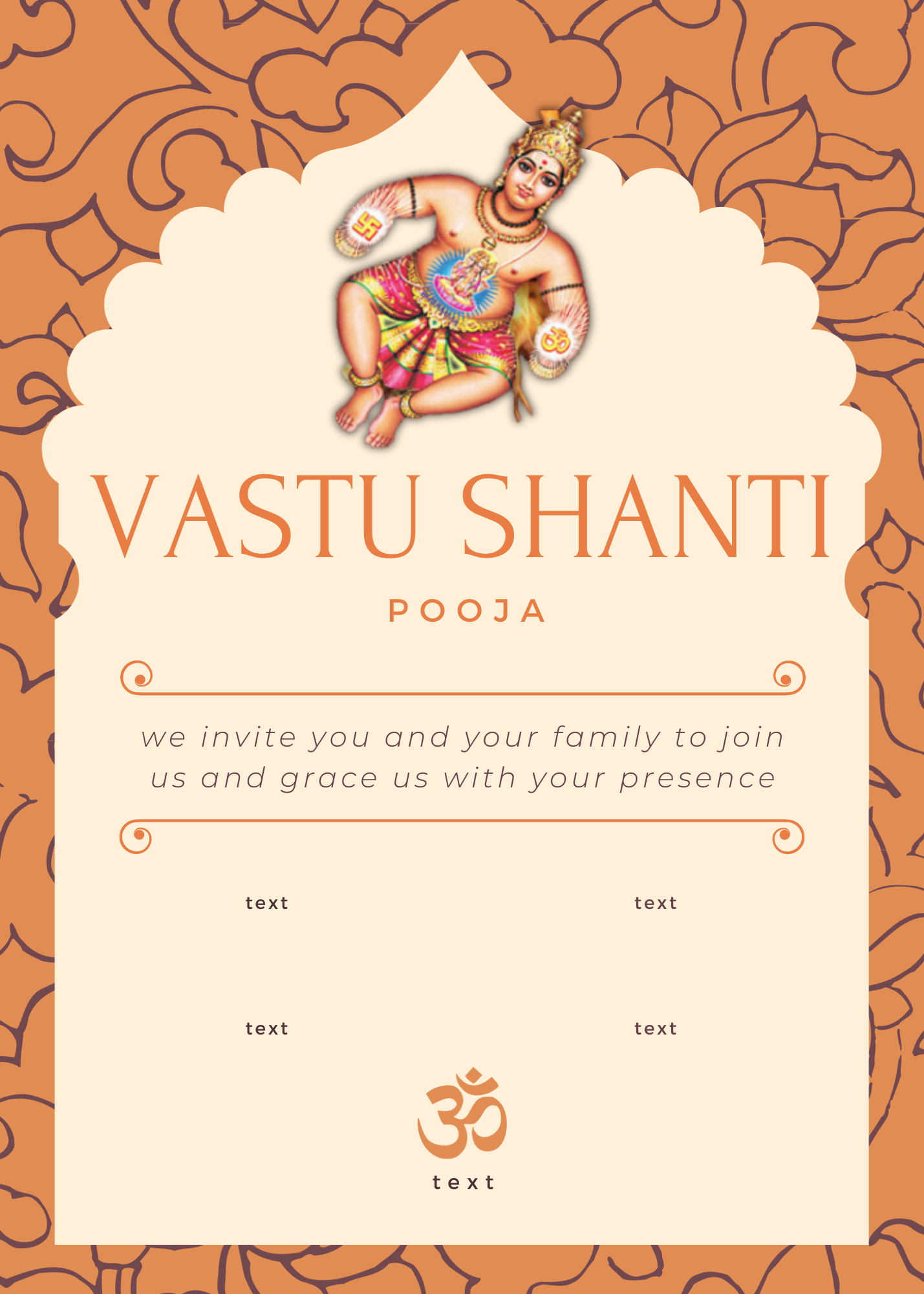 Baby Pink Arch Vaastu Shanti Invitation-King of Cards