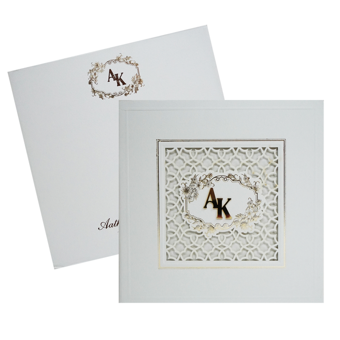 Ivory Laser Cut Padded Wedding Card-King of Cards