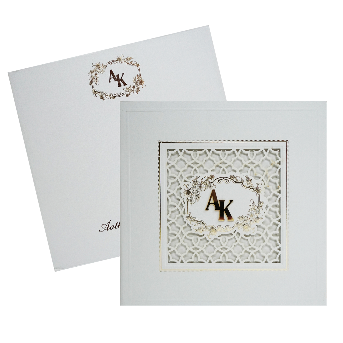 Ivory Laser Cut Padded Wedding Card-KPR23530