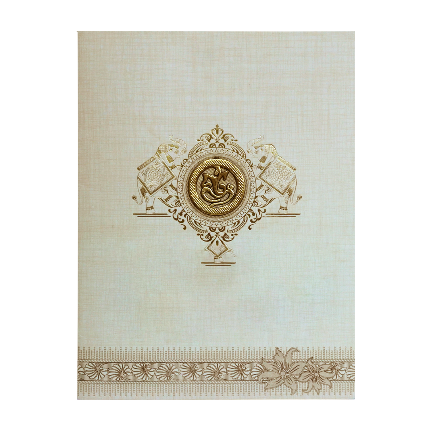 Grey Jumbo Metallic Elephant Design With Gold Foiling-KNK5021G