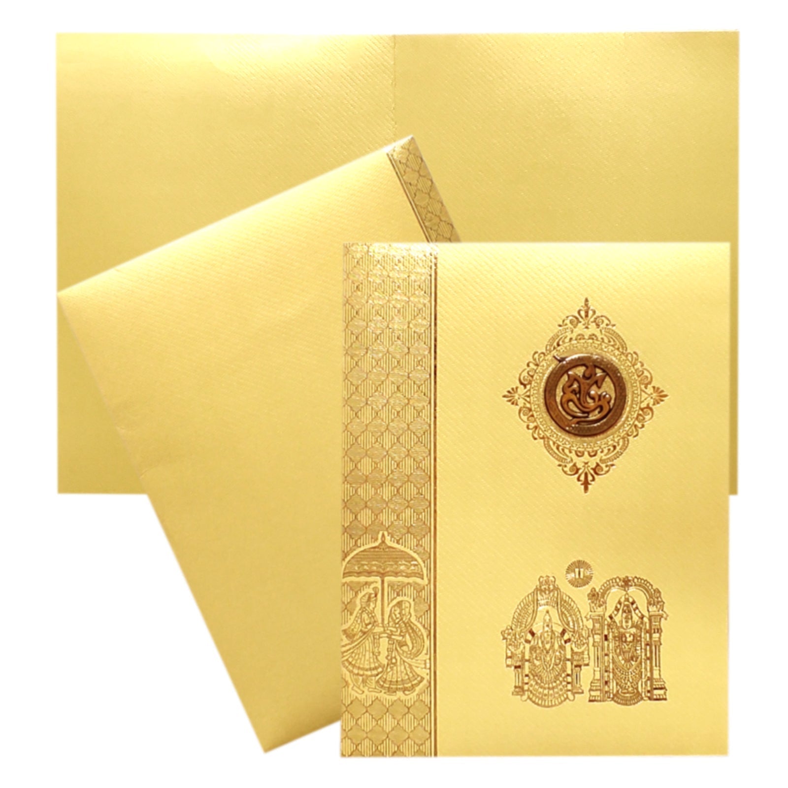 Gold Balaji Padmavathi Design Wedding Card-KNKT5024