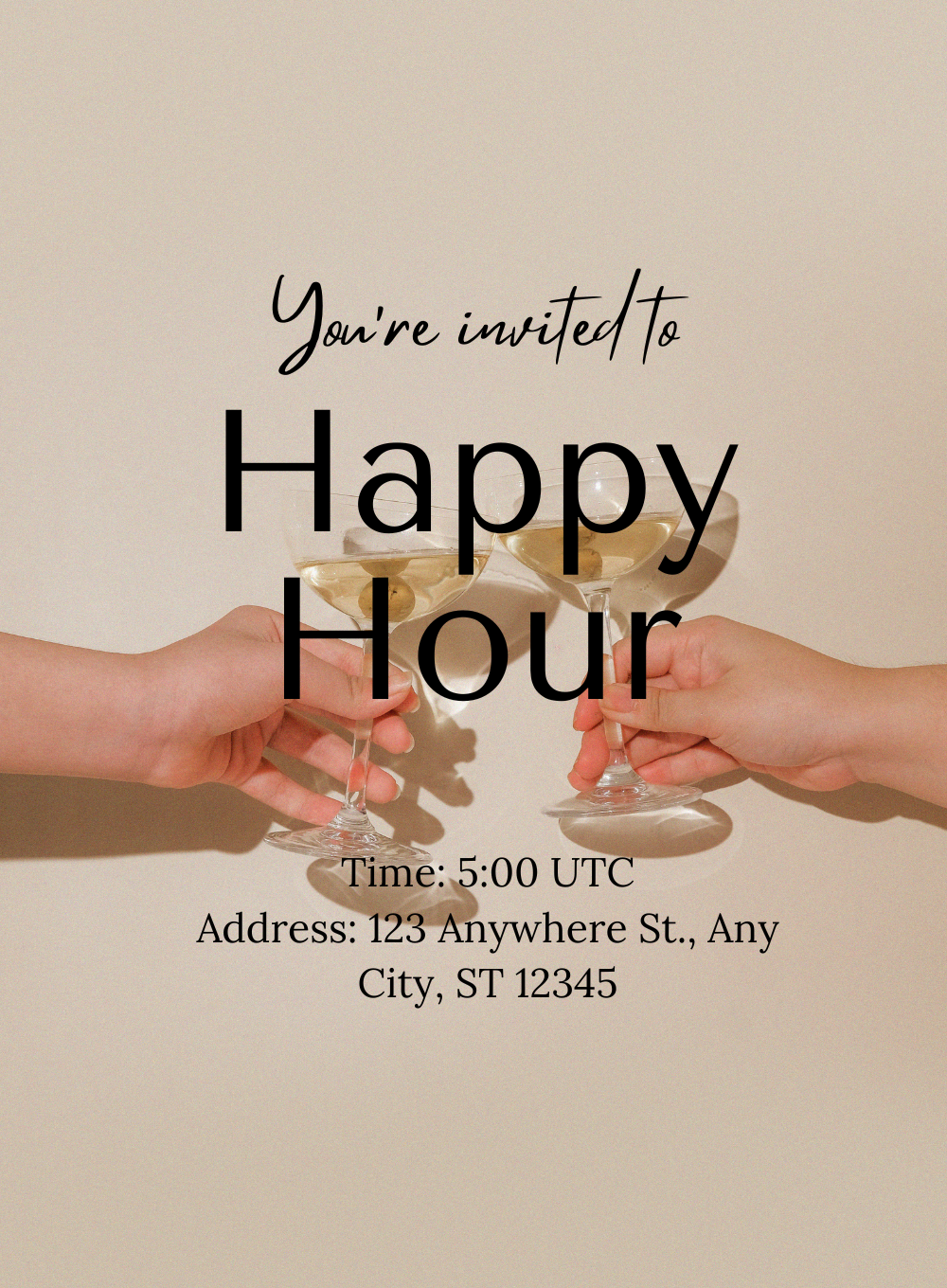 Cream Cocktail Glass Party Invitation-EINK0075