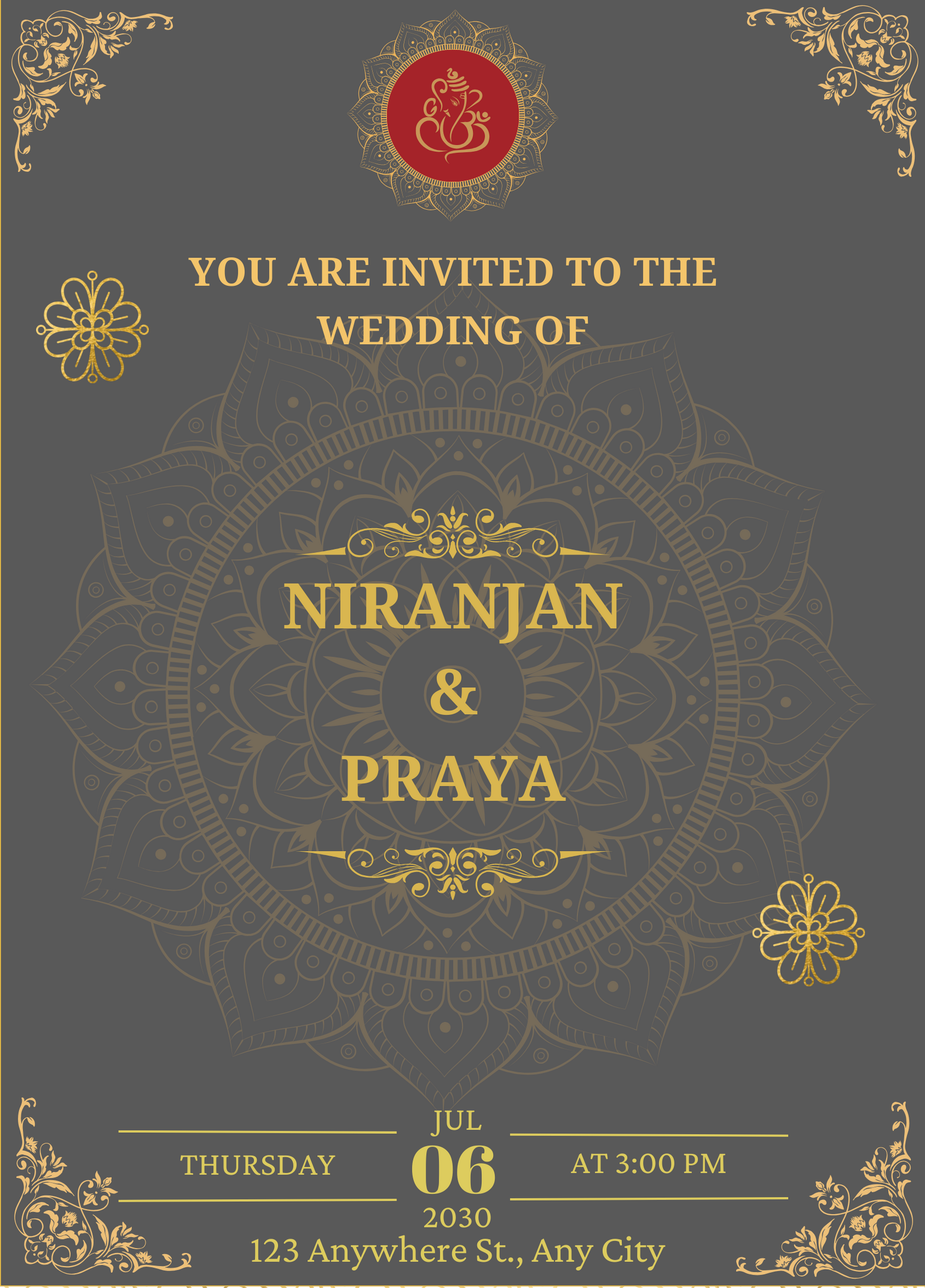 Grey Blush Hindu Wedding Invitation-AAHIN002